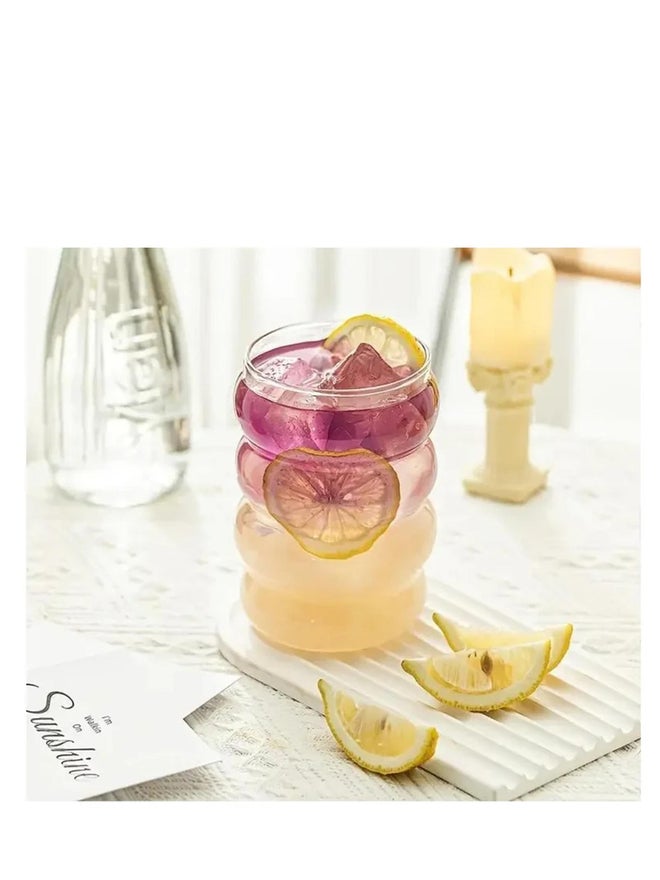 1CHASE Set of 4 - Ripple Shaped Drinking Glasses with Straws 330ml - Image 3